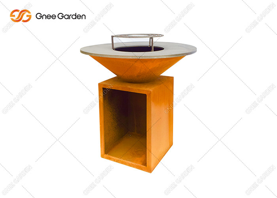 Charcoal Corten Steel Family โต๊ะหลุมไฟกลางแจ้ง Corten Steel Bbq Grill