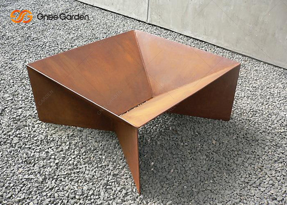 การเผาไหม้ไม้กลางแจ้ง Corten Steel Fire Pit Charcoal Bbq Grills