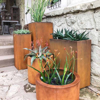 บริการ OEM ODM ยอดนิยมขนาดใหญ่ Corten Steel Tall Planters ความต้านทานการขัดถู