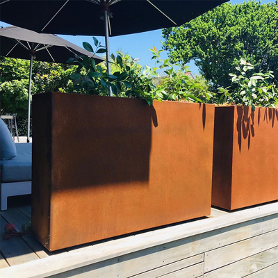 ตกแต่งสวน 1.5mm Corten Steel Rectangular Planter ปรับแต่งได้