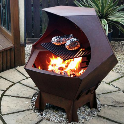 Corten Steel Outdoor Cooking Grills เตาย่างบาร์บีคิวแบบยุโรปทนต่อสภาพอากาศ