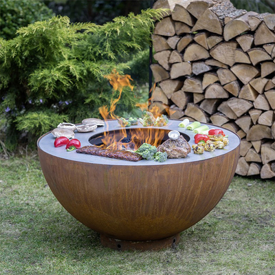 การเผาไหม้ไม้ไร้ควันทนสนิม Firepit เตาอั้งโล่ก่อนผุกร่อน