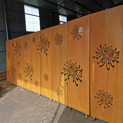 ตกแต่งระเบียง Corten Steel Laser Cut Panels Metal Privacy Screens Prerusted