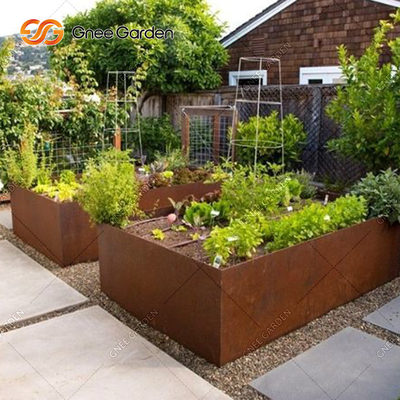 กล่องใส่ของแต่งสวนโลหะ Corten Steel Trough Planter 1200mm
