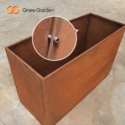 ชนบท Corten Steel โลหะขนาดใหญ่กล่องชาวไร่สี่เหลี่ยมที่ถอดออกได้กลางแจ้ง