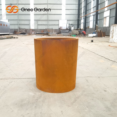เครื่องปลูกเหล็ก Corten Steel แบบกลมสำหรับสวน