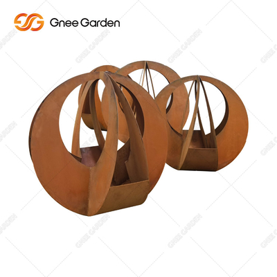 การออกแบบที่เรียบง่ายของชาวไร่เหล็ก Corten รอบที่ปรับแต่งได้พร้อมจานรองสำหรับตกแต่งบ้าน