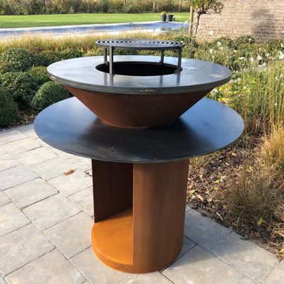 Metal Garden Corten Steel เตาย่างถ่านบาร์บีคิวกลางแจ้งก่อนขึ้นสนิม
