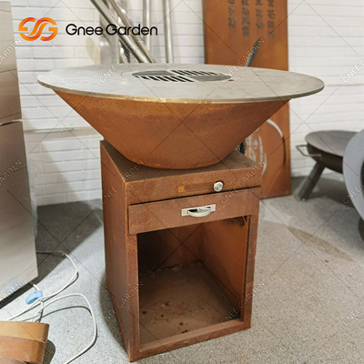 เพื่อนครอบครัว BBQ Steel Outdoor Rust Corten Steel Grill Brasero เตาย่างบาร์บีคิว