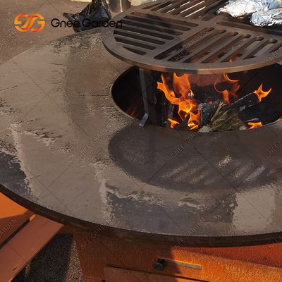 Charcoal Corten Steel เตาทำอาหารกลางแจ้ง Backyard Garden ตกแต่ง