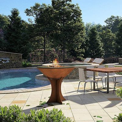 เตาทำอาหารกลางแจ้ง Corten Steel ขนาด 1,000 มม. พร้อมฐานที่ถอดออกได้