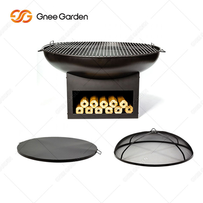 สนิมธรรมชาติ Corten Steel Metal เตาย่างบาร์บีคิวขนาดใหญ่ Outdoor Fire Pit Customized