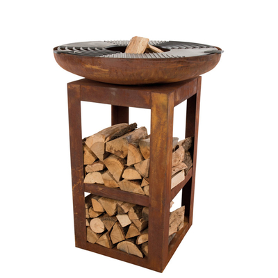 ครัวกลางแจ้งที่ทันสมัย ​​Corten Steel Grill การเผาไหม้ไม้ แคมป์ปิ้ง BBQ Grill