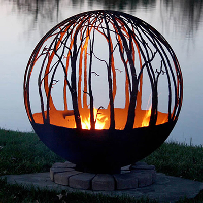 การเผาไหม้ไม้กลางแจ้ง Corten Steel Sphere Fire Pit Round Custom