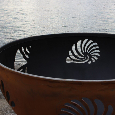 หลุมไฟ Corten Steel กลางแจ้ง Round Black Pre Rusted