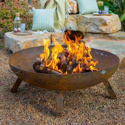 แบบพกพา Corten Steel Fire Pit แคมป์ปิ้ง Corten Steel Bonfire เตา Fire Bowl