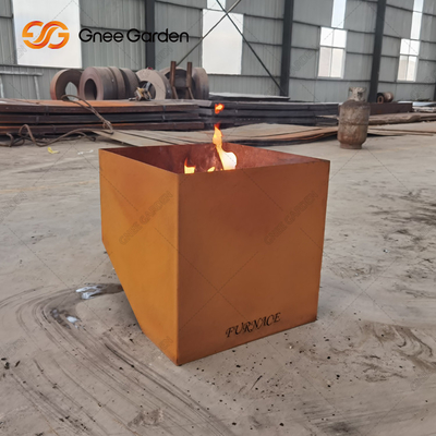 ลานสวนกลางแจ้ง แคมป์ปิ้ง Corten Steel Rust Fire Pit Wood Burning 3mm Thick