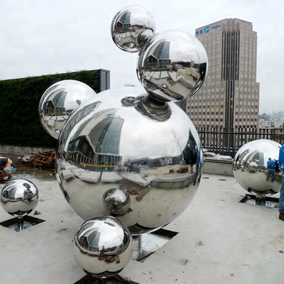 H250cm Sphere Garden Mirror ประติมากรรมโลหะประติมากรรมสมัยใหม่ Outdoor