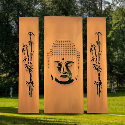หน้าจอ Corten Steel ขนาด 1500 มม. GN-SH-204 Laser Cut Privacy Divider เครื่องประดับสวนโลหะ