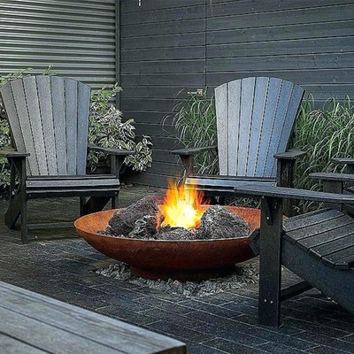 Weathering Corten Steel คอลัมน์ลานโลหะ Fire Pit Carbon Steel Half Ball Sphere Firepit