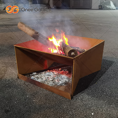 การออกแบบใหม่ Rusty Corten Steel Metal แคมป์ปิ้ง เตาบาร์บีคิว Fire Pit