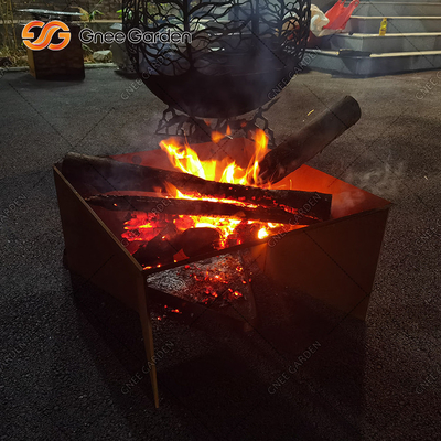 เตาเผาไม้ Corten Steel Metal Garden Fire Pit &amp; BBQ