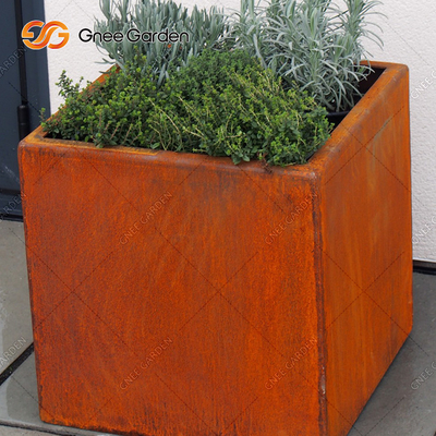 สนิมโลหะแขวนผนังชาวไร่ Corten Steel Flower Box