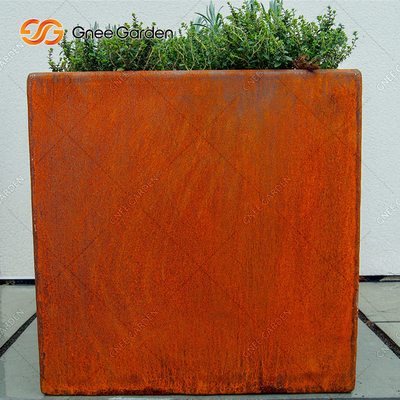 สนิมโลหะแขวนผนังชาวไร่ Corten Steel Flower Box