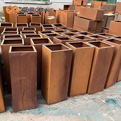 2.0-10mm สนิมโลหะชาวไร่กล่องตกแต่งสวน Corten Steel Plant Pots