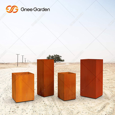กระถางดอกไม้เหล็ก Corten สี่เหลี่ยมขนาดใหญ่กลางแจ้งที่ปรับแต่งได้