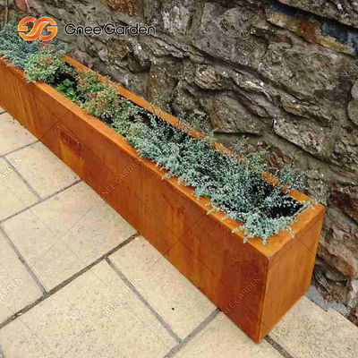 กระถางดอกไม้เหล็ก Corten สี่เหลี่ยมขนาดใหญ่กลางแจ้งที่ปรับแต่งได้