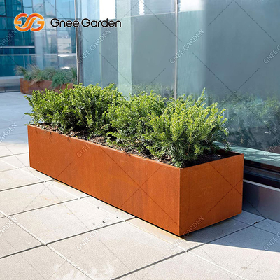 กระถางดอกไม้เหล็ก Corten สี่เหลี่ยมขนาดใหญ่กลางแจ้งที่ปรับแต่งได้