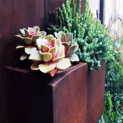 Garden Corten Steel Span กล่องปลูกต้นไม้ขนาดใหญ่สนิมเหล็กผุกร่อนสำหรับบ้านไร่