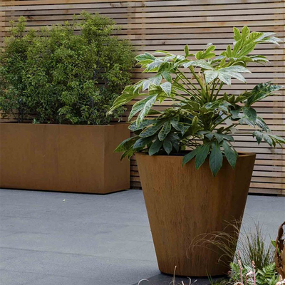 2.0-10mm สนิมโลหะชาวไร่กล่องตกแต่งสวน Corten Steel Plant Pots