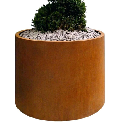 กล่องเครื่องปลูกแบบวงกลมเหล็ก Corten ขนาดใหญ่ OEM ODM พร้อมระบบป้องกันความเป็นส่วนตัว