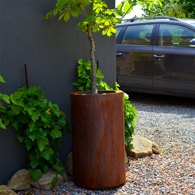 กล่องเครื่องปลูกแบบวงกลมเหล็ก Corten ขนาดใหญ่ OEM ODM พร้อมระบบป้องกันความเป็นส่วนตัว