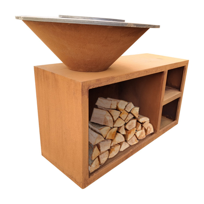 ทำอาหารกลางแจ้ง ย่างบาร์บีคิว ลานสวน Corten Steel เตาย่างบาร์บีคิวกลางแจ้ง