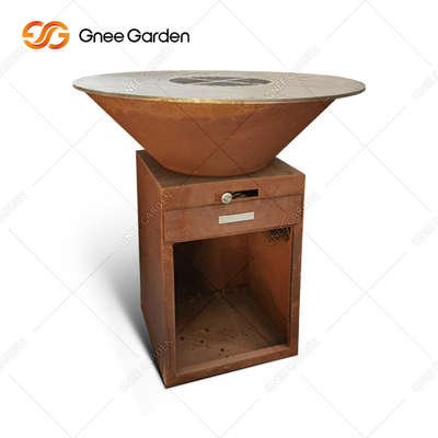 การเผาไหม้ไม้ Corten Steel Bbq Grills สำหรับปาร์ตี้บาร์บีคิว Brasero สนิมกลางแจ้ง