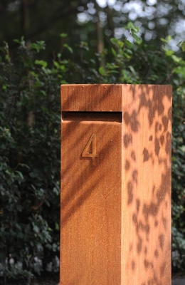 ล็อคกุญแจโลหะกลางแจ้งกล่องจดหมาย Corten Steel Letterbox Waterproof