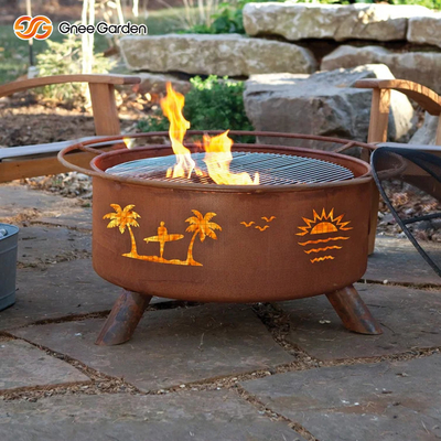 ร่วมสมัยทุกขนาด Corten Steel Fire Pit Bowl Natural Rusted