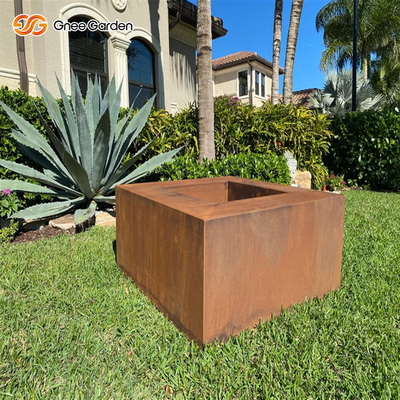 OEM ODM Custom ตกแต่งกลางแจ้ง Square Corten Steel Fire Pit