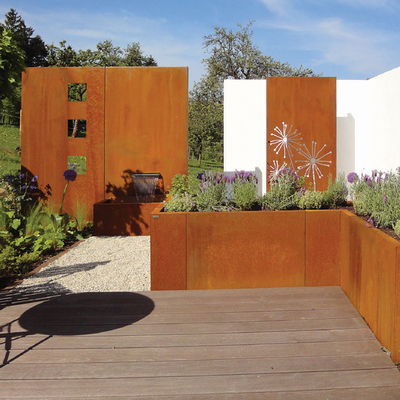 SGS TUV 0.8 มม. -2.0 มม. เครื่องปลูกเหล็ก Corten สำเร็จรูป Square Cube