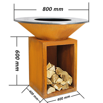 การปรับแต่ง Corten Steel Bbq Grill Garden Barbecue Charcoal Grill ความทนทานสูง