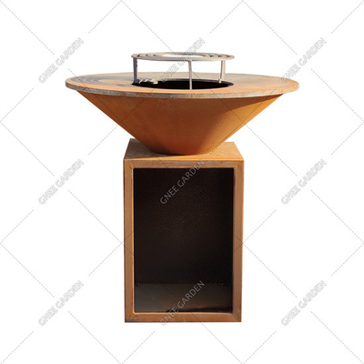 การปรับแต่ง Corten Steel Bbq Grill Garden Barbecue Charcoal Grill ความทนทานสูง