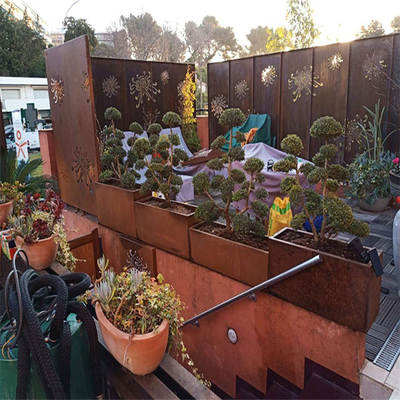 ตกแต่งระเบียง Corten Steel Laser Cut Panels Metal Privacy Screens Prerusted