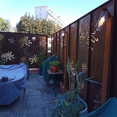 ตกแต่งระเบียง Corten Steel Laser Cut Panels Metal Privacy Screens Prerusted