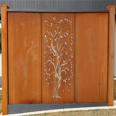 สี่เหลี่ยมผืนผ้าผลิตภัณฑ์ตกแต่งสวนโลหะ Corten Steel Garden Screen Fence
