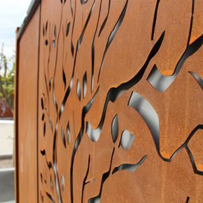 สี่เหลี่ยมผืนผ้าผลิตภัณฑ์ตกแต่งสวนโลหะ Corten Steel Garden Screen Fence