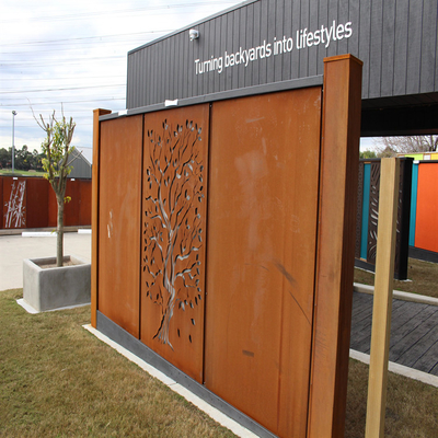 สี่เหลี่ยมผืนผ้าผลิตภัณฑ์ตกแต่งสวนโลหะ Corten Steel Garden Screen Fence