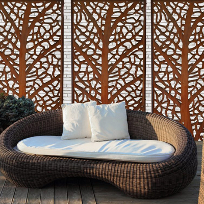 แผงหน้าจอความเป็นส่วนตัวการออกแบบศิลปะความทนทานสูง Corten Steel สำหรับกลางแจ้ง